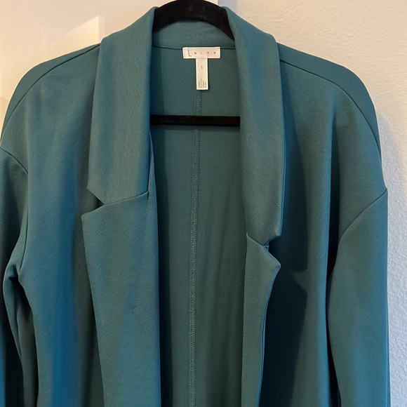 Leith from Nordstrom long polyester turquoise coat - Picture 3 of 7